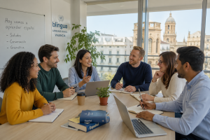 Spanish for foreign employees learning in Valencia office