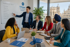 Spanish used in international business meeting in Valencia